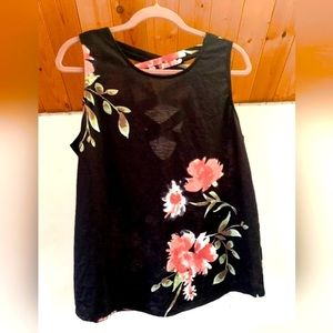 Eclipse Floral Cross Back Tank Top size L